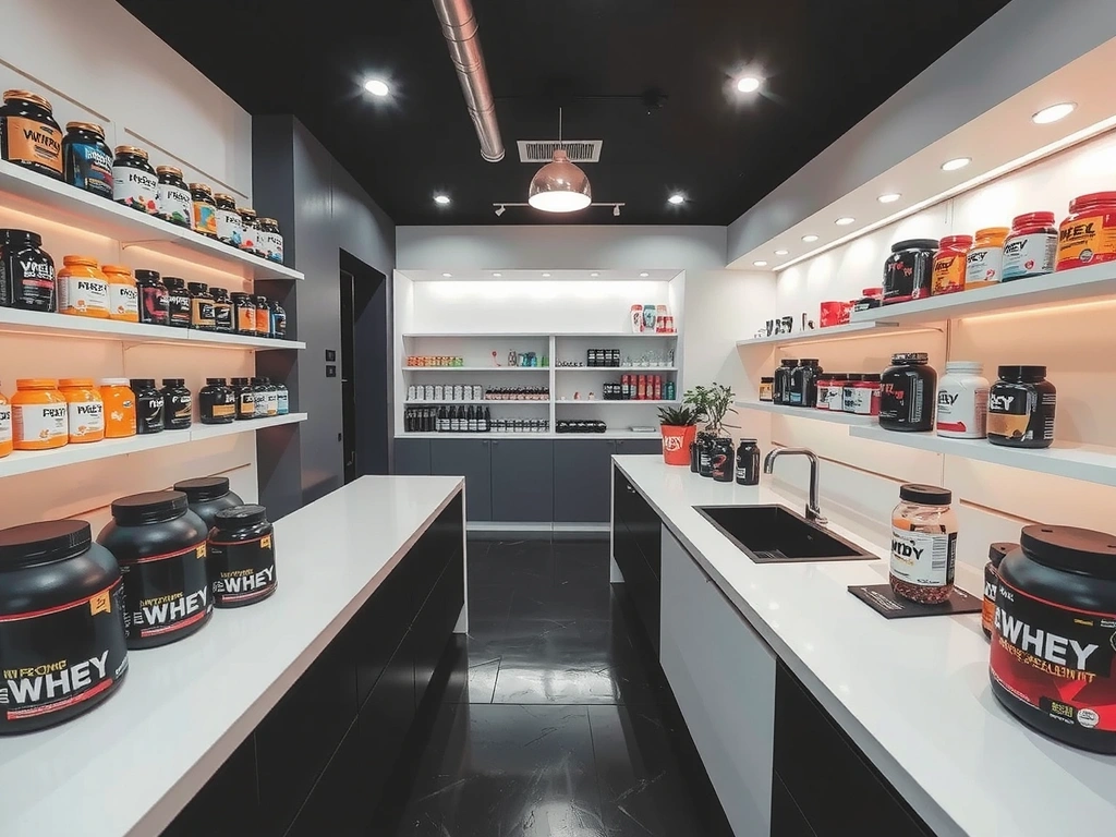 Interior toko FitFuel Indonesia yang bersih dan terorganisir